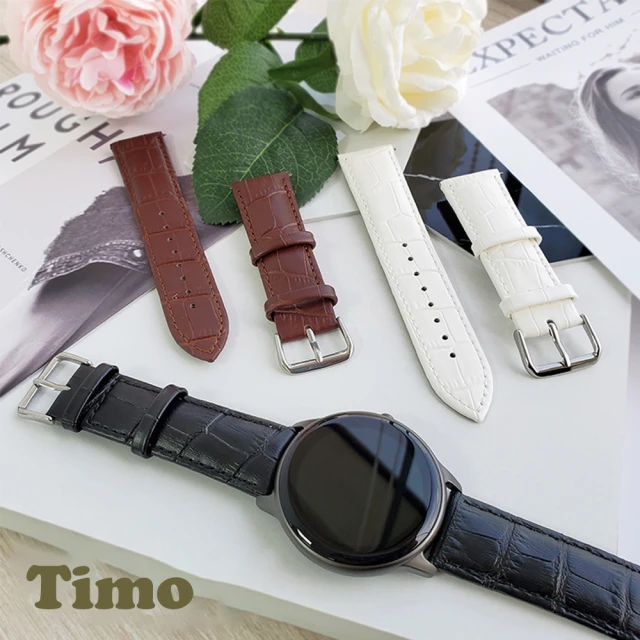 【Timo】Garmin 20mm 經典鱷魚紋皮革替換錶帶