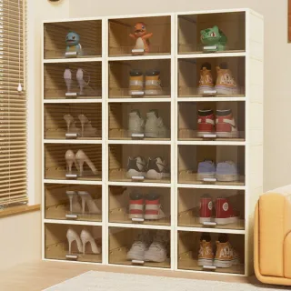 【IDEA】大款磁吸式免安裝高透收納鞋盒/收納箱(6入)