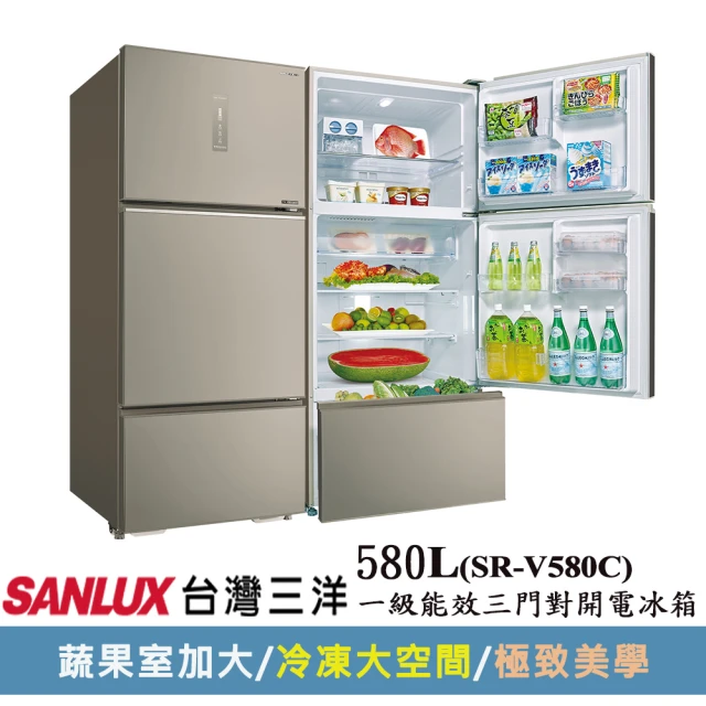 SANLUX 台灣三洋 ◆580公升一級能效變頻雙門冰箱(S