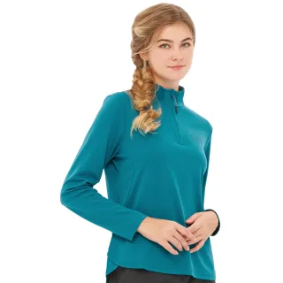 【Jack wolfskin 飛狼】女 石墨烯蓄熱 立領開襟長袖保暖排汗衣(青藍)