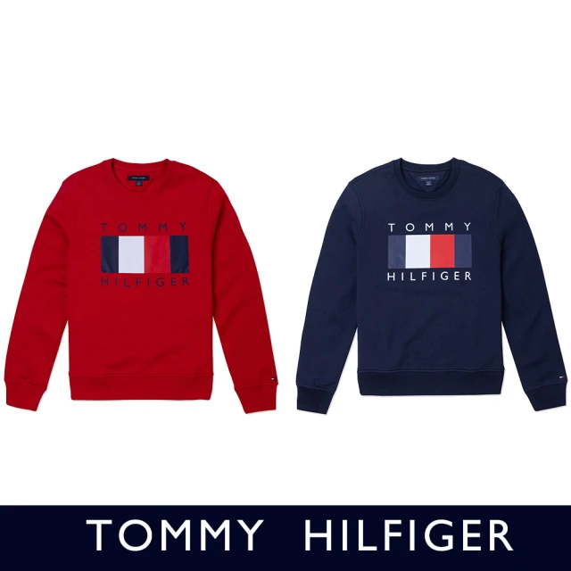 【Tommy Hilfiger】TOMMY 經典印刷大Logo大學T恤 上衣-多色組合(可男女搭配/平輸品)