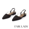【FAIR LADY】優雅小姐 魅力交叉鑽鏈低跟鞋(黑、4A2819)