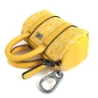 【Michael Kors】銀字滿版LOGO迷你波士頓吊飾鎖圈包 airpods保護包(黃色)