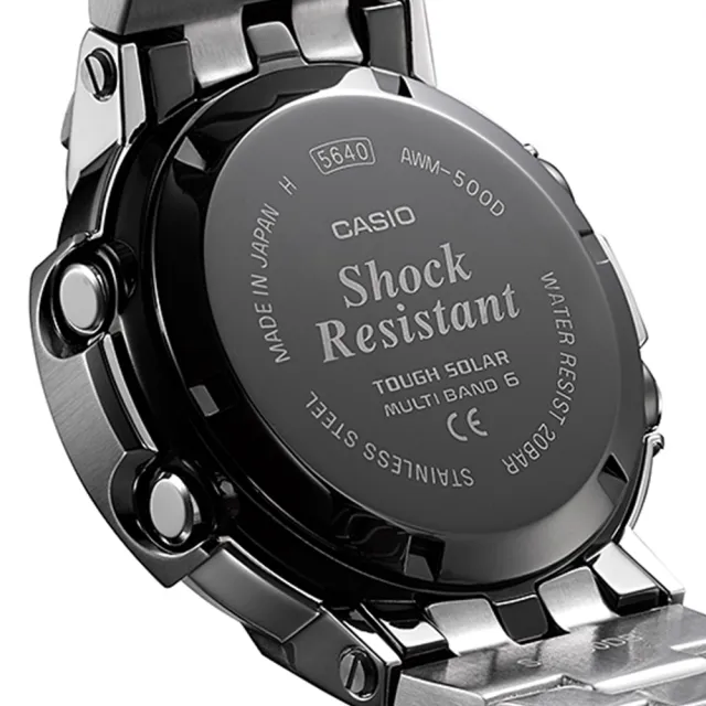 【CASIO 卡西歐】G-SHOCK 全金屬 六局電波接收 多功能雙顯腕錶 母親節 禮物(AWM-500D-1A8)