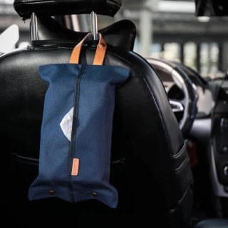 【icleaXbag 點子包】車用面紙收納套-加扣版｜『2入組』(4色可選 面紙盒 可掛式 皮革 衛生紙套 素面)