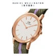 【Daniel Wellington】DW ICONIC  NATO28MM 雙色經典織紋錶-綠錶帶-金框(DW00100680)