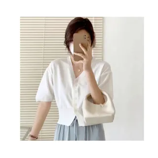 【R.NETS】雅芮絲-甜美V領針織短版開襟衣(外罩/小外套/毛衣/彈性)