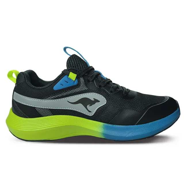 【KangaROOS】美國袋鼠鞋 童鞋 RUNFLOW 超輕量 慢跑鞋 運動鞋 藍/黑/螢光(KK32315)