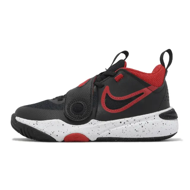 【NIKE 耐吉】童鞋 Team Hustle D 11 PS 中童 黑 紅 魔鬼氈 籃球鞋 運動鞋 小朋友(DV8994-003)