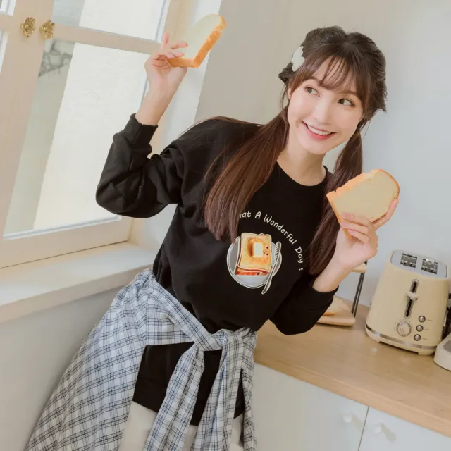 【OB 嚴選】咖啡廳家族棉質吐司相片印落肩大學T 《IG0021》