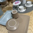 【YU Living 信歐傢居】北歐風陶瓷手工壓紋窯變釉咖啡杯組 早餐咖啡杯 250ml(一杯一盤/2色)