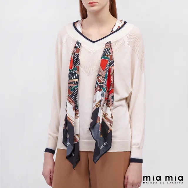 【mia mia】大V領絲巾針織衫