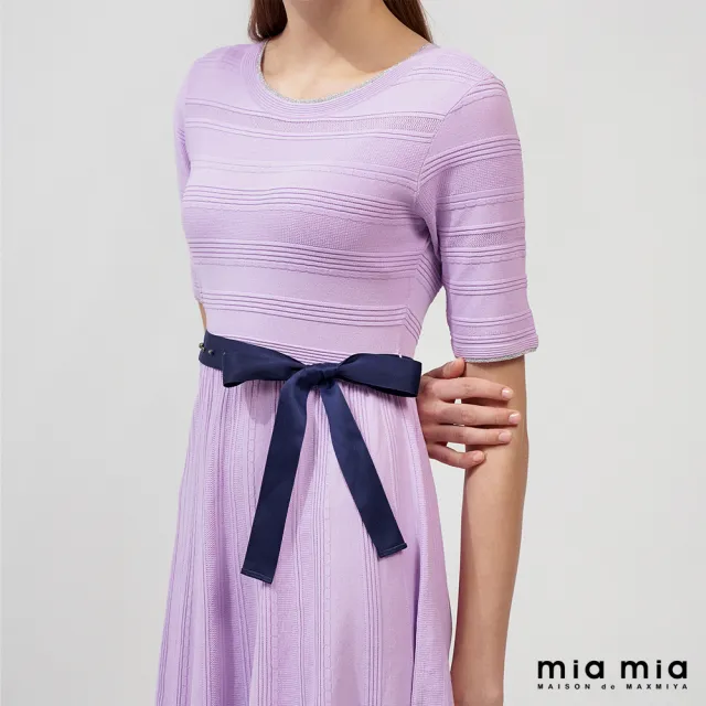 【mia mia】圓領五分袖針織洋裝