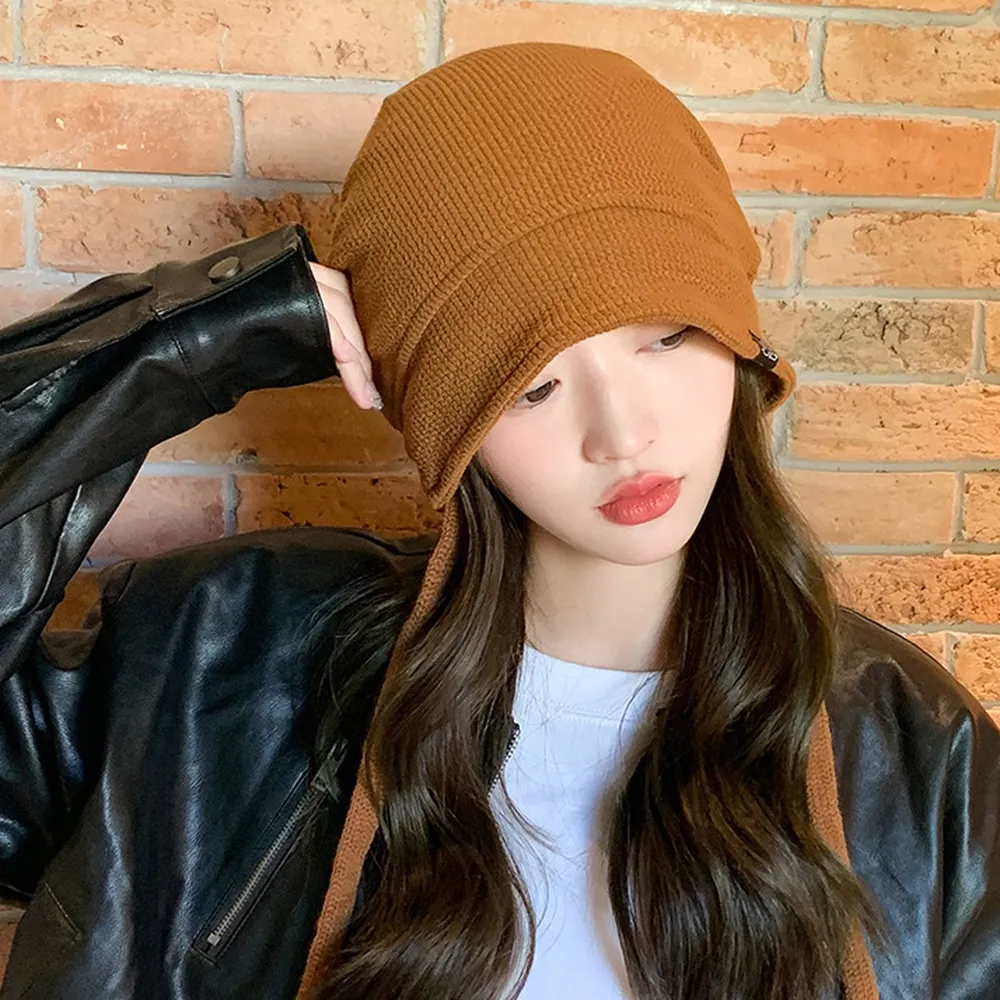 【Acorn 橡果】韓系保暖毛帽護耳防風防曬機能帽修飾小臉1747(焦糖)