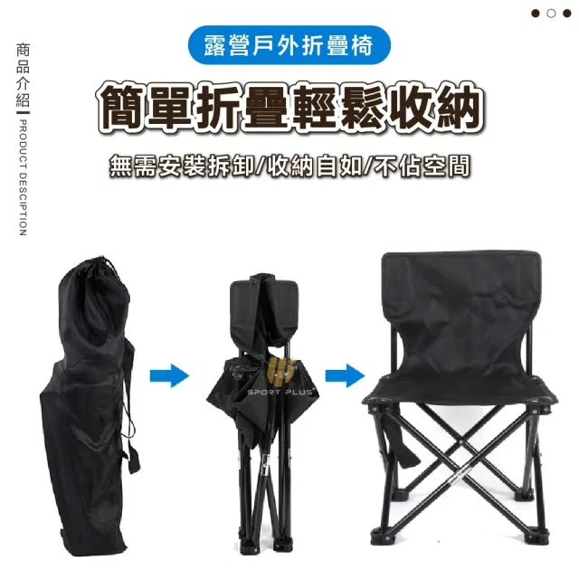 【S-SportPlus+】露營折疊椅 中號露營椅 摺疊椅(休閒椅 導演椅 登山椅 沙灘椅 戶外椅 休閒椅)