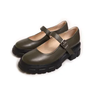 【KOKKO 集團】個性輕量厚底圓頭瑪莉珍鞋(墨綠色)