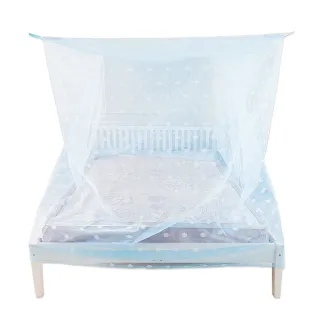 【凱蕾絲帝】雙人加大6尺100%台灣製造-大空間專用耐用針織蚊帳-開單門(粉藍)