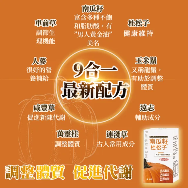 【薇爾艾伯】南瓜籽+杜松子-男性保健食品-3入組/共90粒(九合一配方、熟男必備)
