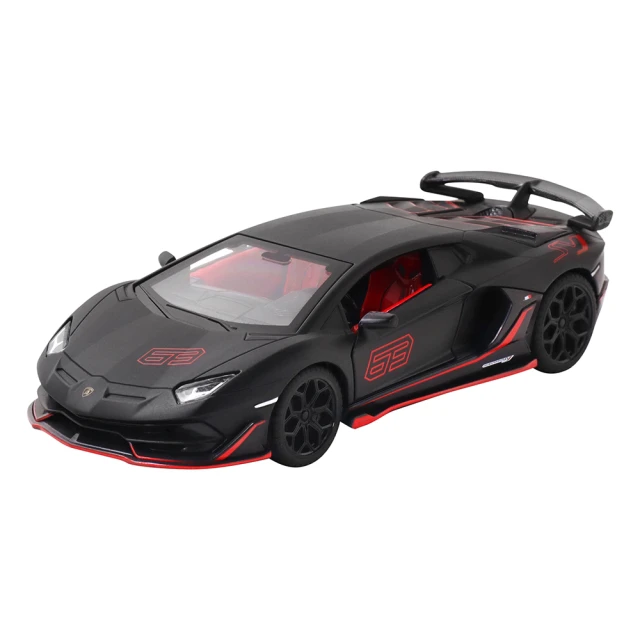 KIDMATE 1:32合金車 Lamborghini Aventador SVJ黑(正版授權 迴力車模型玩具車 藍寶堅尼)