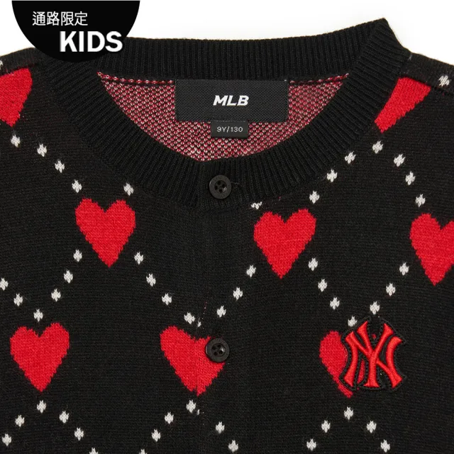 【MLB】童裝 女版針織衫 Heart系列 紐約洋基隊(7FKCH0334-50BKS)