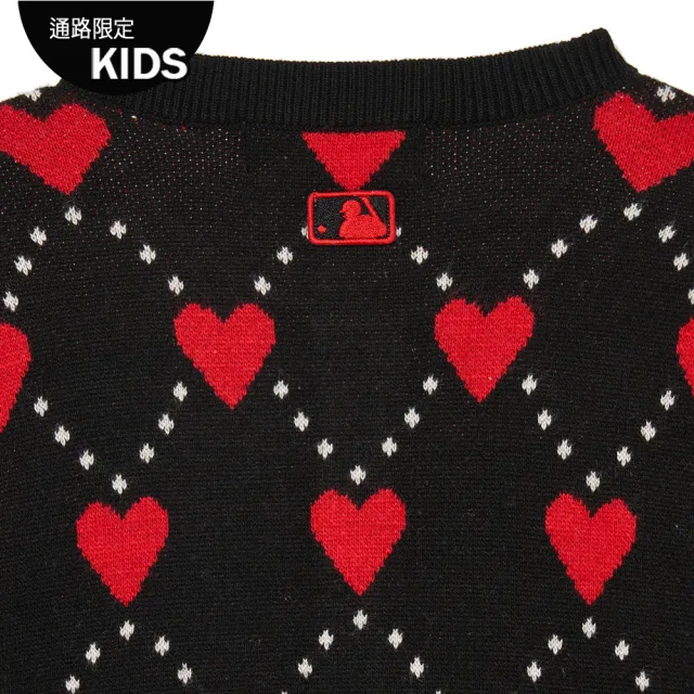 【MLB】童裝 女版針織衫 Heart系列 紐約洋基隊(7FKCH0334-50BKS)