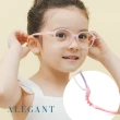 【ALEGANT】無螺絲兒童濾藍光眼鏡UV400輕量矽膠彈性圓框/光學框/棉花糖粉8-11歲(附可拆裝防滑眼鏡繩)