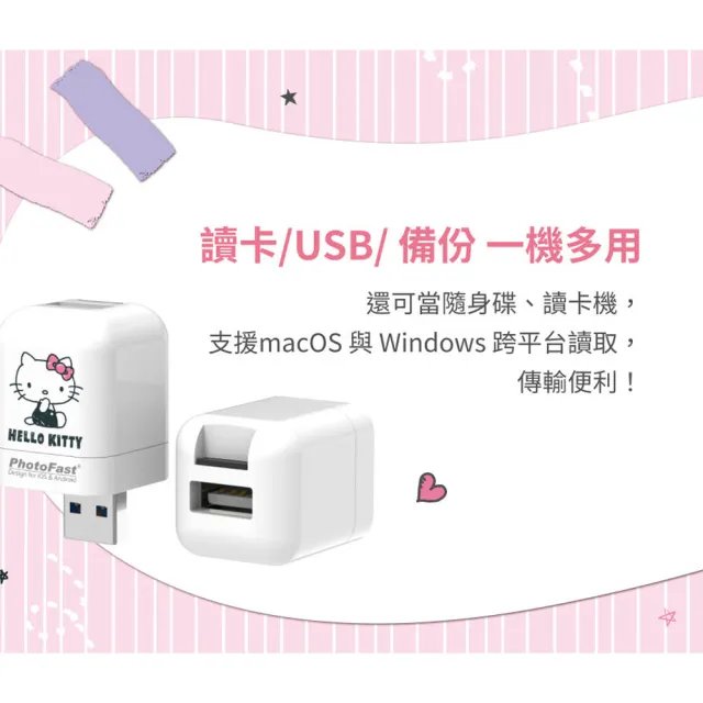 【Photofast】HELLO KITTY 2021 雙系統手機備份方塊+256G記憶卡(iOS蘋果/安卓雙用版)