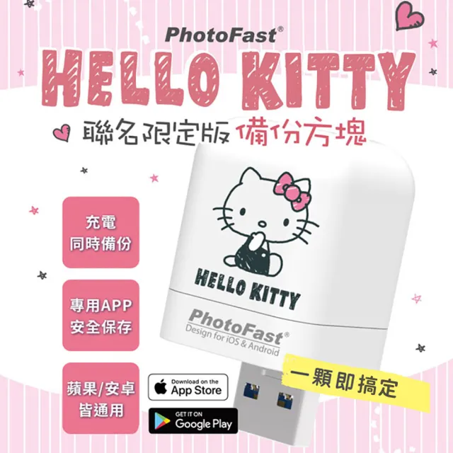 【Photofast】HELLO KITTY 2021 雙系統手機備份方塊(iOS蘋果/安卓雙用版)