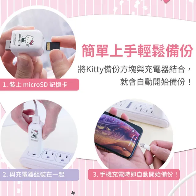 【Photofast】HELLO KITTY 2021 雙系統手機備份方塊+128G記憶卡(iOS蘋果/安卓雙用版)