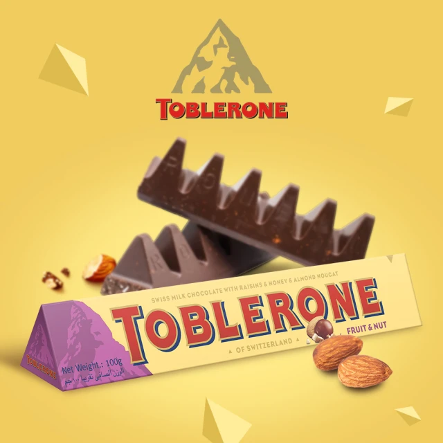 【TOBLERONE】瑞士三角牛奶巧克力含葡萄堅果及蜂蜜及奶油杏仁(100g)