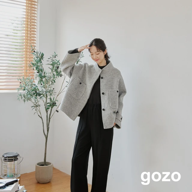 【gozo】大口袋半高領羊毛大衣(兩色)