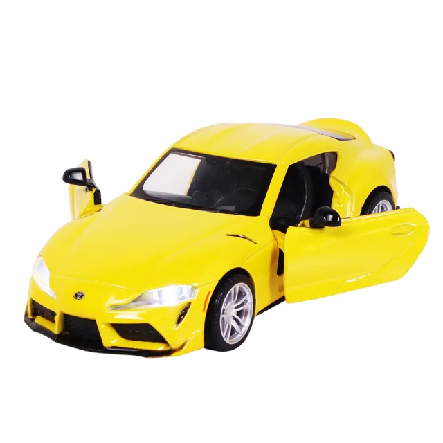 【KIDMATE】1:31合金車 Toyota GR Supra黃(正版授權 迴力車模型玩具車 豐田牛魔王跑車)