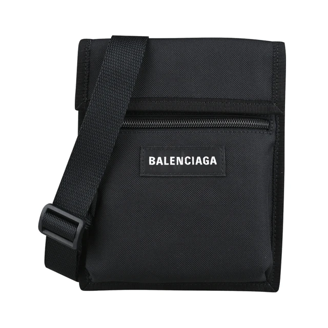 Balenciaga 巴黎世家 Explorer刺繡LOGO尼龍小型斜背包(黑)