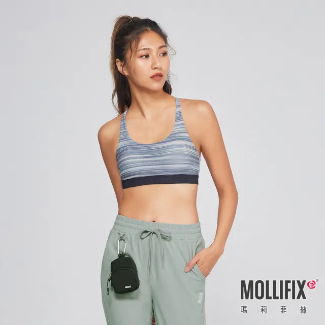 【Mollifix 瑪莉菲絲】俐落V背中強度運動內衣、瑜珈服、無鋼圈、開運內衣(雪霧灰)