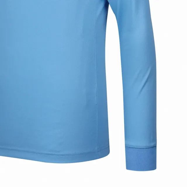 【PLAYBOY GOLF】男款配色橫條立領長袖POLO衫-藍(高爾夫球衫/AA17221-55)