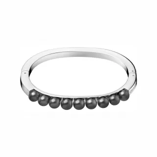 【Calvin Klein 凱文克萊】Circling系列鋼色+黑色手環-XS/S(ck手環)