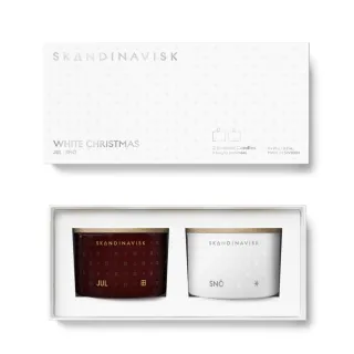 【Skandinavisk】官方直營 迷你香氛蠟燭禮盒2入組(White Christmas 銀白)
