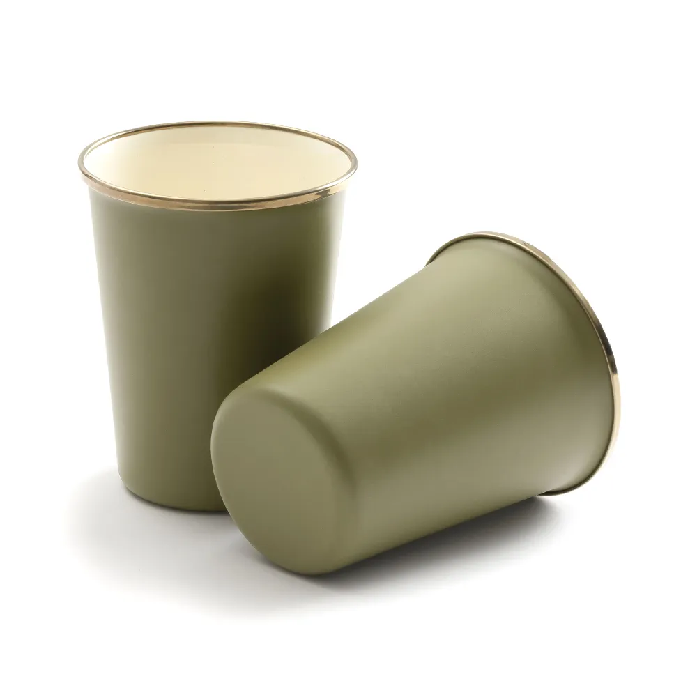 【Barebones】CKW-1029 雙色琺瑯杯組-兩入/黃褐綠(杯子 茶杯 水杯 高杯)