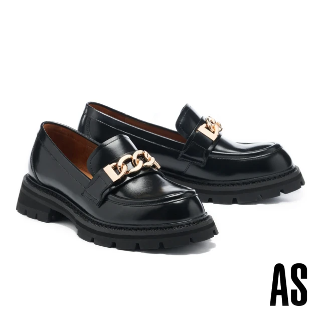 AS 集團 簡約時尚鏤空LOGO方釦寬帶羊皮高跟長靴(黑)折