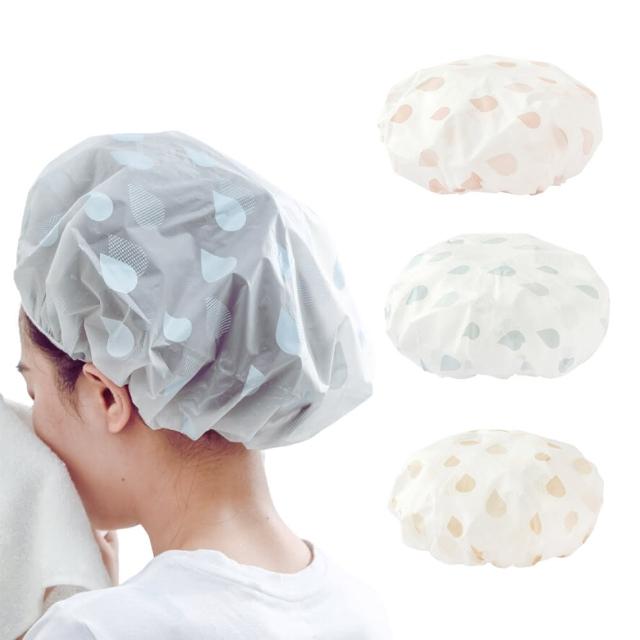 水滴防水浴帽 3入組(沐浴帽 洗頭帽 洗澡帽 鬆緊帶浴帽 盥洗用品 護髮帽)