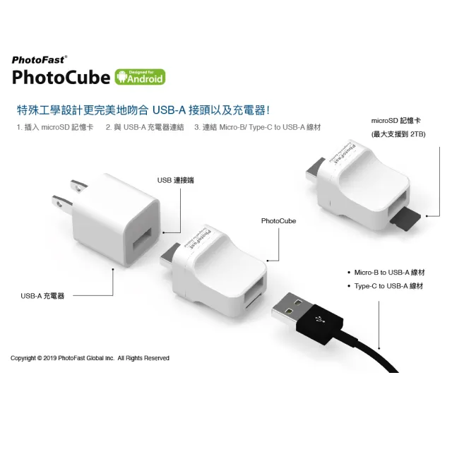 【Photofast】USB3.1 PhotoCube 手機備份方塊+256G記憶卡(Android系統專用)