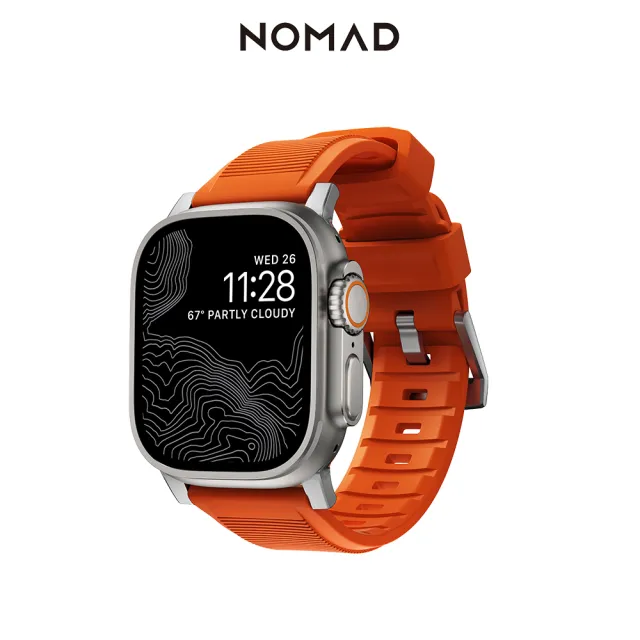 NOMAD】Apple Watch 49/45/44/42mm 專用高性能橡膠質感錶帶-橘色(機能