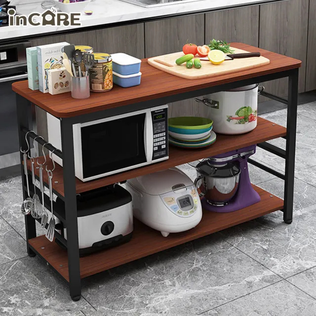 【Incare】可調式三層廚房置物架 收納架 電器架 電器櫃(5款可選/100*40*80cm)