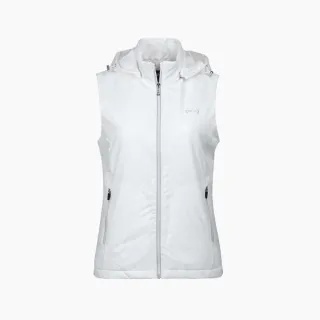 【PING】女款方格模印防風防潑水可拆帽背心-白(GOLF/高爾夫/RB23215-73)