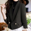 【Alishia】韓版時尚翻領短版休閒西裝外套 M-3XL(現+預  黃色 / 咖啡色 / 黑色)