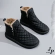 【JP Queen New York】流行菱格保暖絨毛厚底短筒雪靴(3色可選)