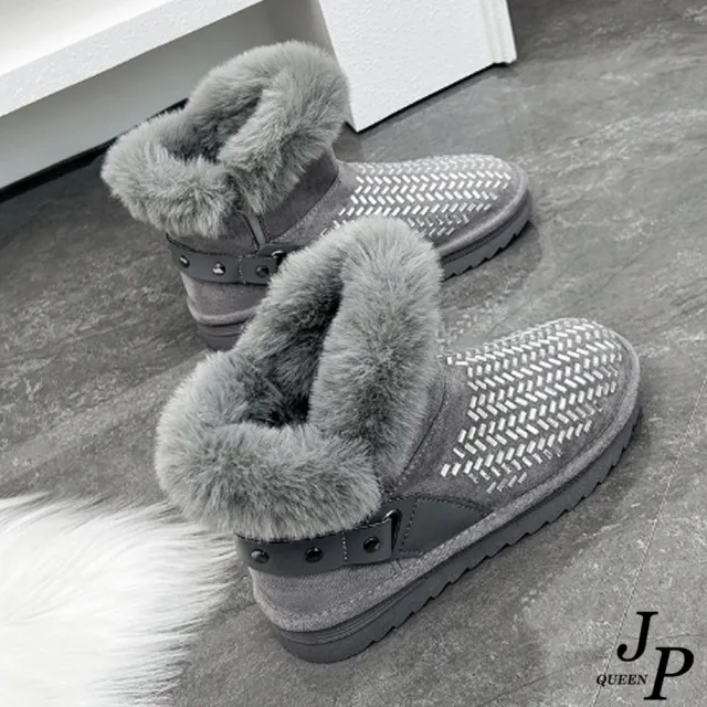 【JP Queen New York】柔軟耐磨保暖絨毛厚底短筒雪靴(3色可選)
