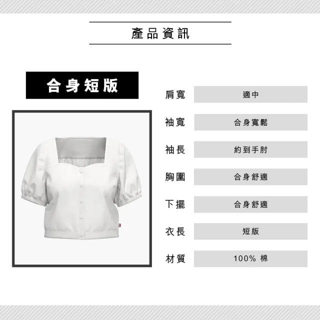 【LEVIS 官方旗艦】女款 合身短版方領襯衫上衣 熱賣單品 85388-0012