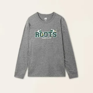 【Roots】Roots 男裝- 戶外探險家系列 卡通海狸長袖T恤(灰色)