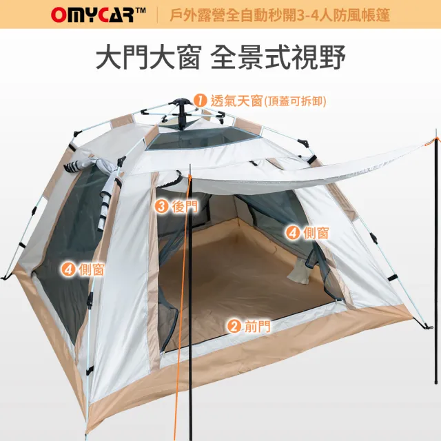 【OMyCar】戶外露營全自動秒開帳 軍綠色-快(露營 帳篷 野餐)